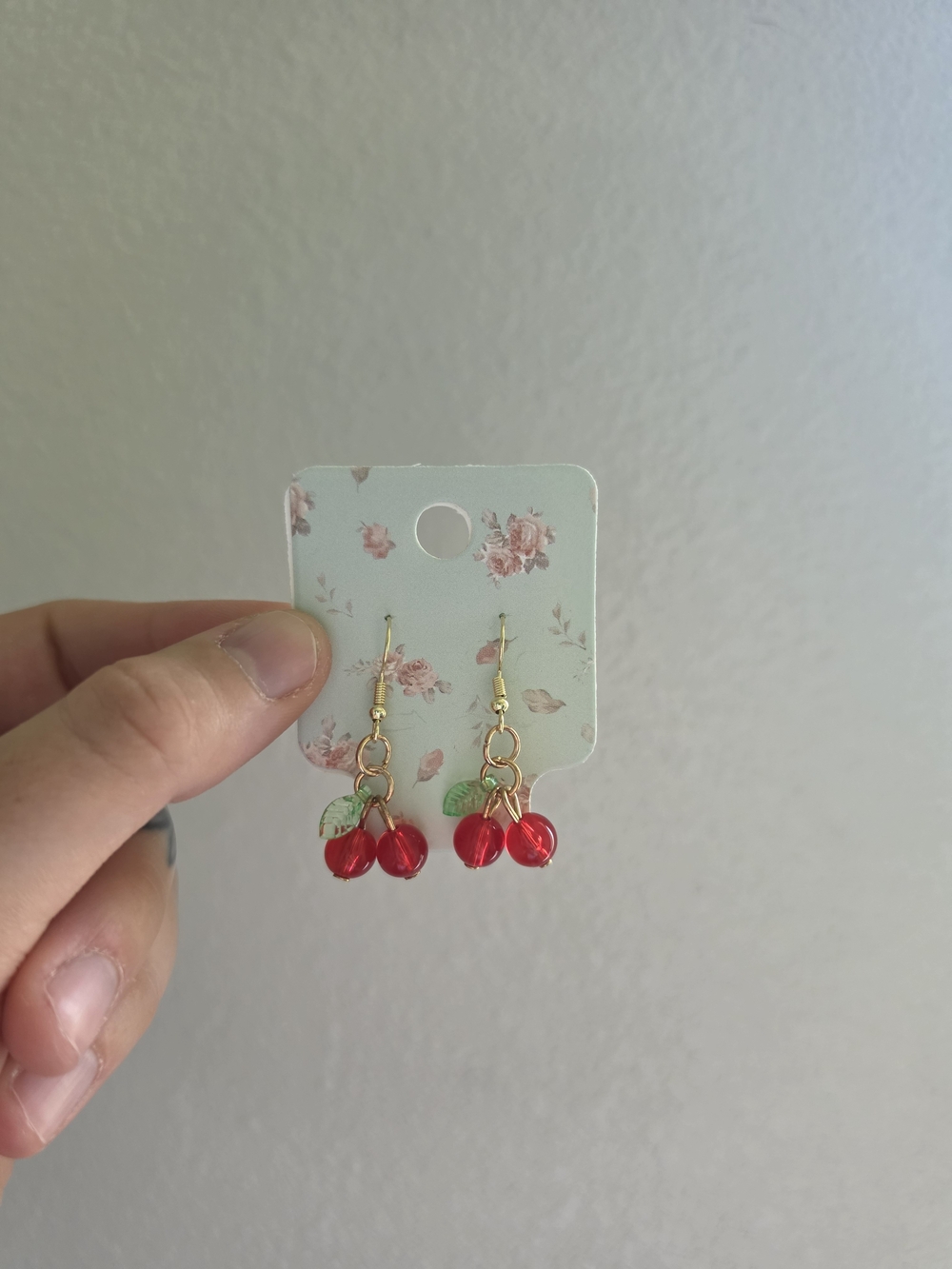 Cherry Dangle Earrings - Red & Green